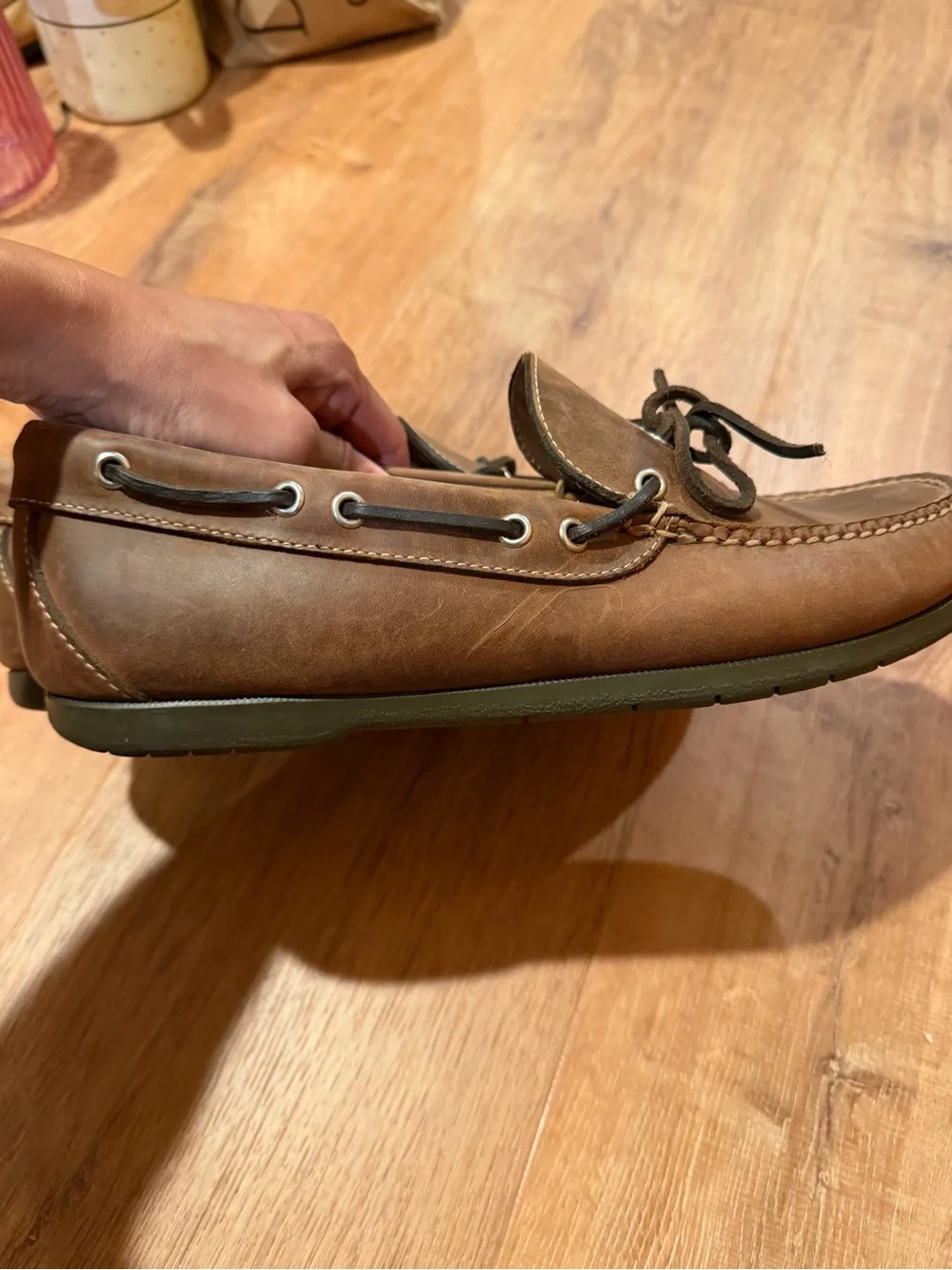 L.L. Bean Men's Tan Leather Preppy Casual Loafer Boat Shoes